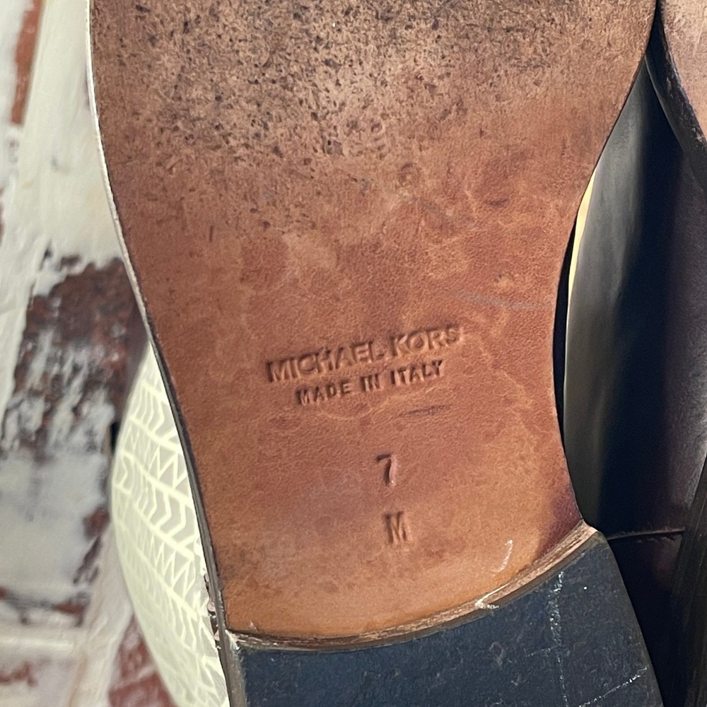 Michael Kors Burgundy Leather Monogram Riding Boots Womens 7 M Made in Italy - Picture 10 of 13